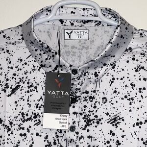 YATTA GOLF COOKIES & CREAM BLACK WHITE PRINT POLO SHIRT SIZE 2XL NWT